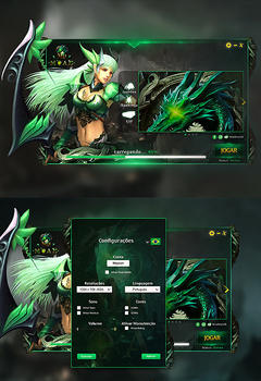 Emerald Mu PSD-шаблон інтерфейсу лаунчера гри